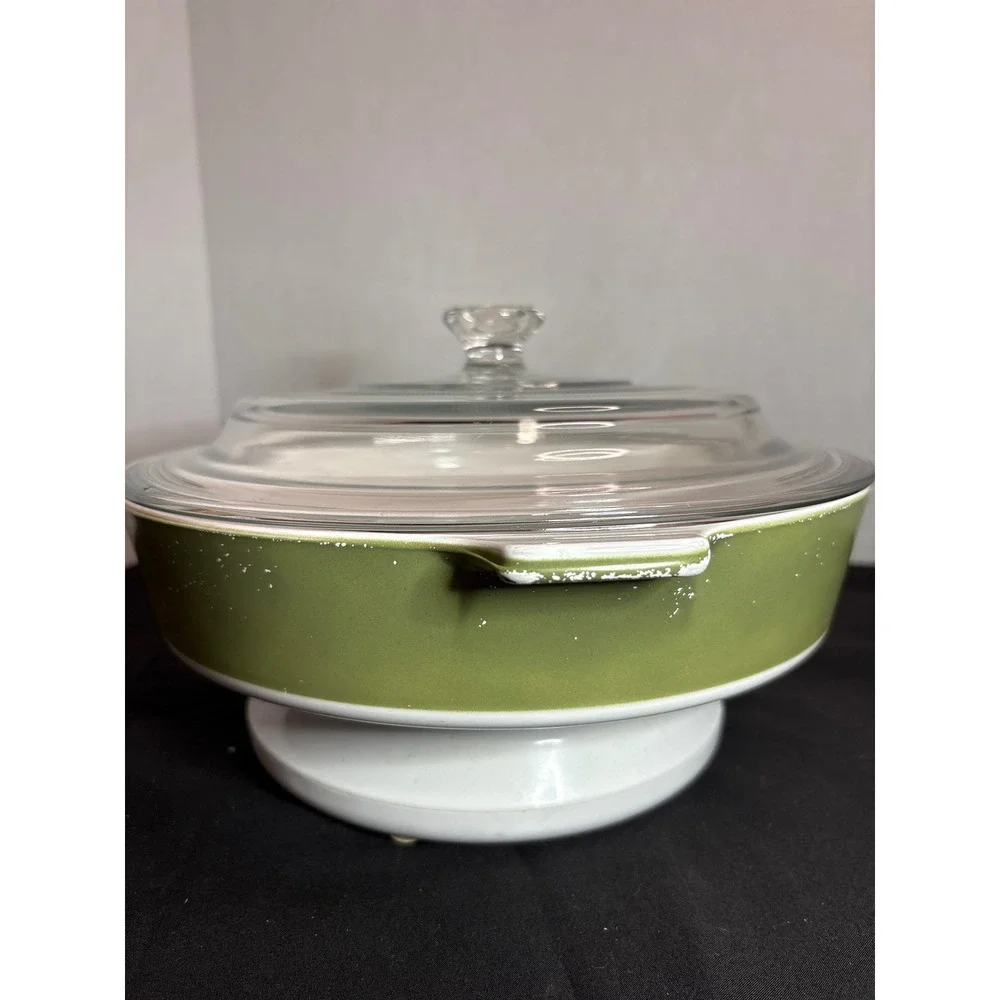 Vintage Corning Ware F-77-B 10 INCH Avocado Green Casserole Dish with Lid USA‎